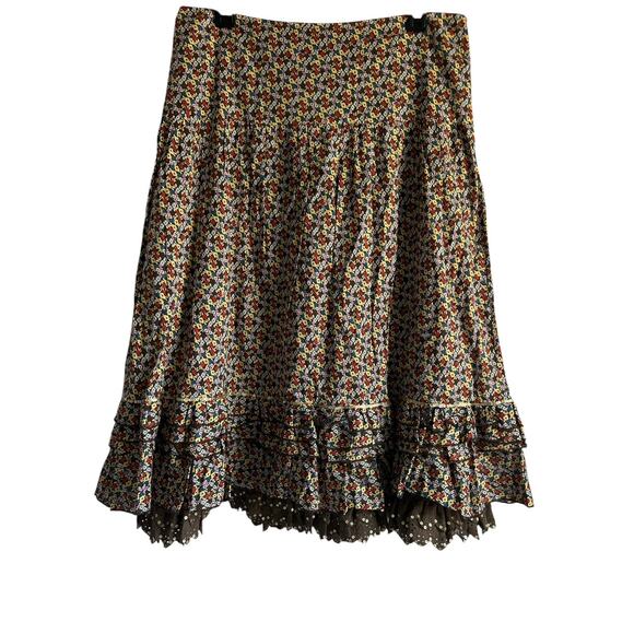 Kenzie Women’s Size 8 100% Cotton Ditzy Floral Print‎ Sequin Ruffled Double Hem - Picture 1 of 7